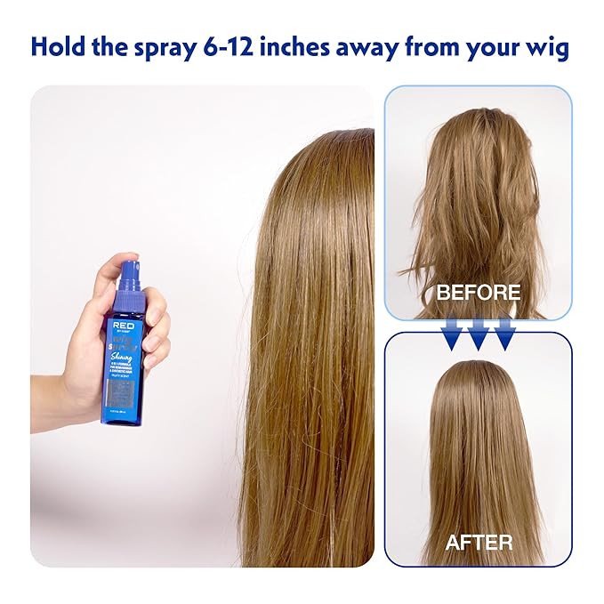 Red by Kiss Wig Spray, Extra Shine & Detangling Control for Remy, Human, Synthetic Hair, UV & Heat Protection, PH Balance & Long-Lasting Fragrance (2oz, Sheen)