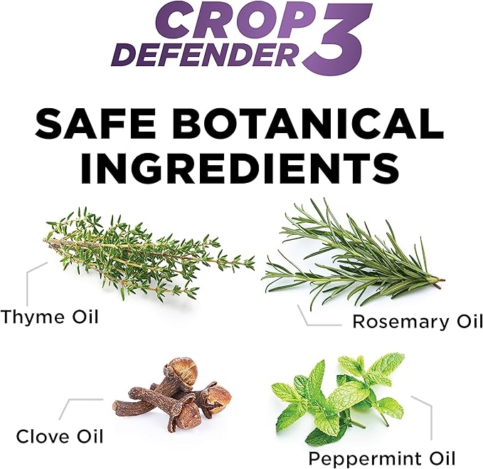 Grower's Ally Crop Defender 3 Concentrate - Natural Miticide, Insecticide, Fungicide Control for Plants - OMRI Listed Garden Safe Spray Killer for Powdery Mildew & Mites - 8 Oz, Makes 25 Gallons