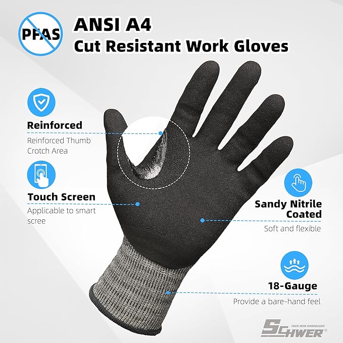Schwer AIR-SKIN Cut Resistant Work Gloves AR5918 with Extreme Lightweight&Thin, Safety Cutting Gloves for Fishing, Refined Work, Garden, Touch-screen, 3D-Comfort Fit, Breathable, 2 Pair (M)
