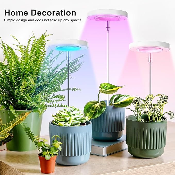 Plants Grow Lights, Full Spectrum LED Plant Lights for Indoor, Height Adjustable Growing Lamps, 3 Optional Spectrums, Auto Timer 3/9/12Hrs, 5 Dimmable Brightness, 2 Pack