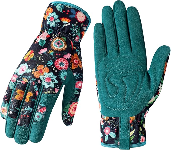 Trifabricy Gardening Gloves for Women, Breathable Leather Garden Gloves with Grip, Thorn-Proof Puncture-Resistant Work Gloves