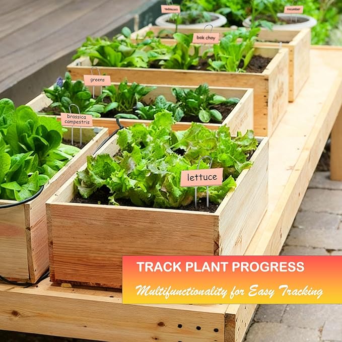 30-Pack Rust-Proof Metal Plant Labels with Galvanized Stakes, Height 10.6" Label Area 3.5"x1.2", Waterproof Weatherproof Garden Markers, Reusable Tags with 2 Pens (Gold)