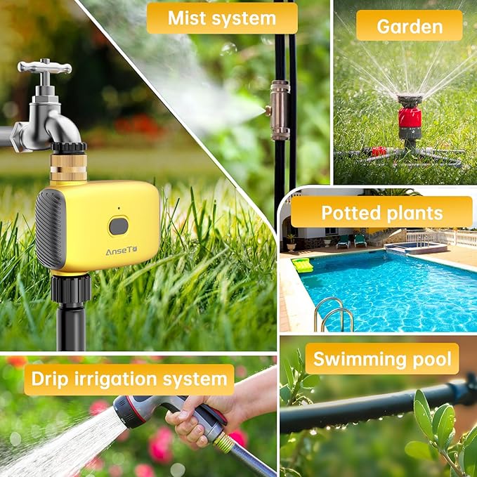 WiFi Water Timer for Garden WiFi Sprinkler Timer Outdoor, Irrigation Timers 1 Outlet Brass Inlet WiFi Hose Timers with APP Remote Control/Rain Delay/Manual for Garden/Lawn/Yard Watering System