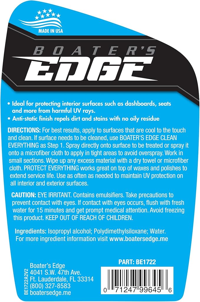 BOATER'S EDGE Protect Everything - Multi-Surface Interior/Exterior UV Protectant Spray - 32 OZ (BE1722)