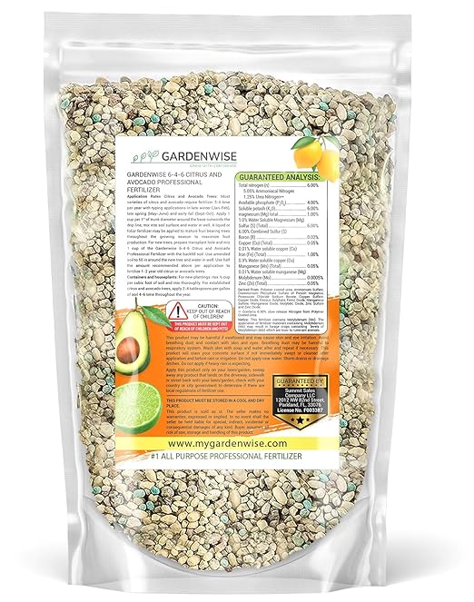 GARDENWISE Avocado & Citrus Tree Fertilizer for Indoor & Outdoor Plants | Quick-Release Nitrogen - Citrus Fertilizer (3 Quarts)