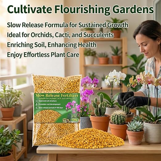 RAINFLOW 11.28 OZ Slow Release Fertilizer - Organic Plant Food All Purpose Plant Fertilizer for Succulents Cactus Orchid Bonsai and All Other Outdoor & Indoor Garden