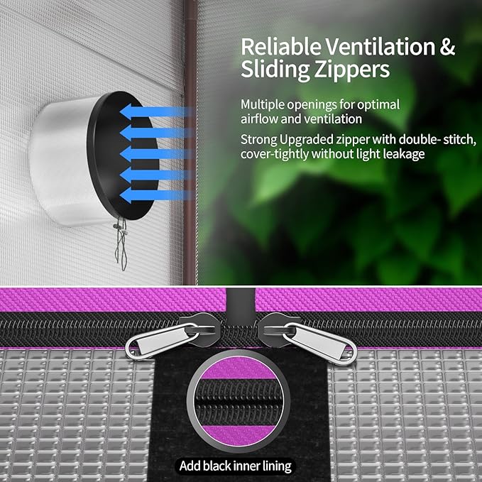 ATOUR 24"x24"x63" Grow Tent, 1680D High Reflective Mylar Hydroponic Grow Tents, Waterproof Grow Tent with Double Cleart Observation Door and Floor Tray, for Indoor Plant Growing