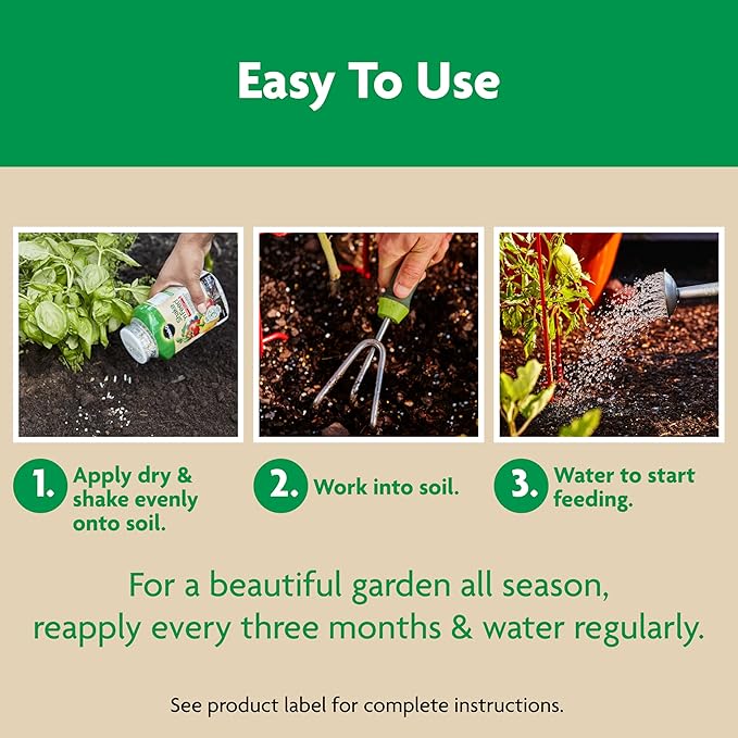 Miracle-Gro Shake 'N Feed Tomato, Fruit and Vegetable Plant Food - Fertilizer for Vegetable Gardens, for In-Ground and Container Plants, Feeds up to 3 Months, 1 lb.