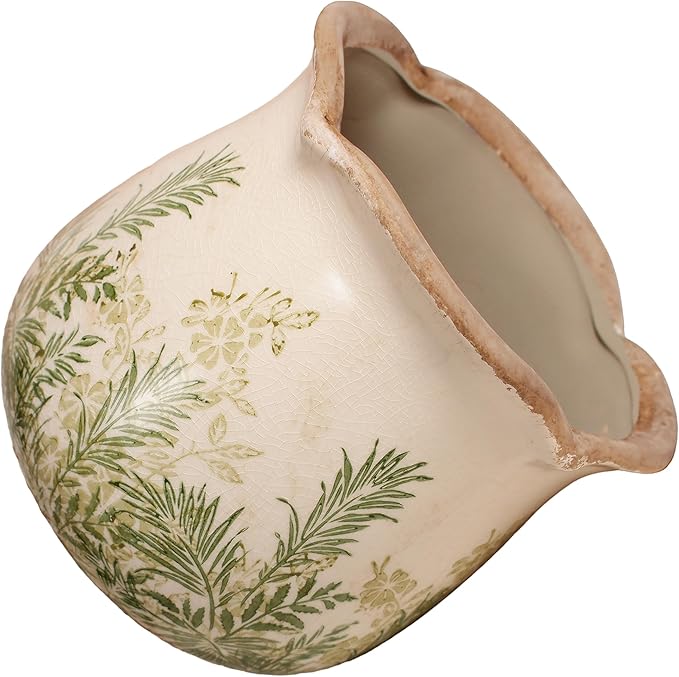 Xiaan Jiaju Cottagecore Ceramic Vase and Planter, 6 Inch Flower Pot with Drainage for Indoor House Plants, Country Cottage Garden Home Decor, Rustic Farmhouse Gift for Plant Lovers