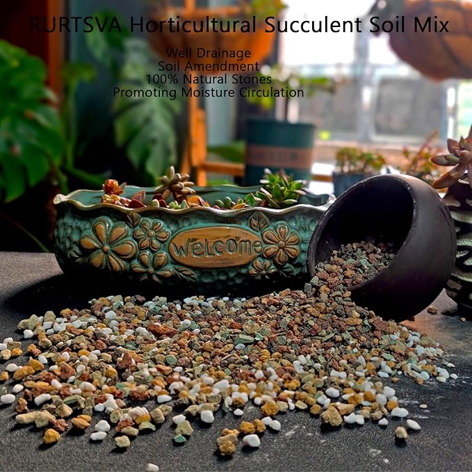 Mix Horticultural 5lbs Lava Rocks Mixed Potting Soil for Plants Bonsai Succulents and Cacti Soil Decoration Gravel Volcanic Pumice Stones for Terrarium, Top Dressing, Fairy Gardening
