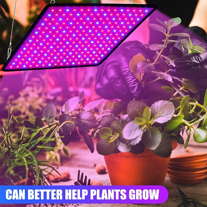 Liliful 4 Pcs Grow Lights Panel 200W Artificial Full Spectrum Grow Lamps with 225 LEDs for Indoor Outdoor Seedling Tent Flowe(Red, Blue)