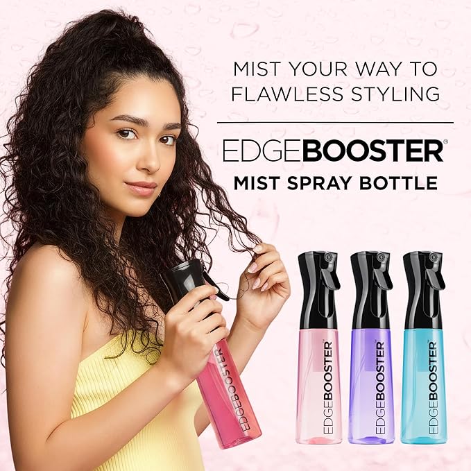 Style Factor Edge Booster Mist Spray Bottle for Hair (10.1oz/300ml) - Continuous Ultra Fine Mist Sprayer – For Hairstyling, Salons, Cleaning, Plants, Essential Oil & More - Red