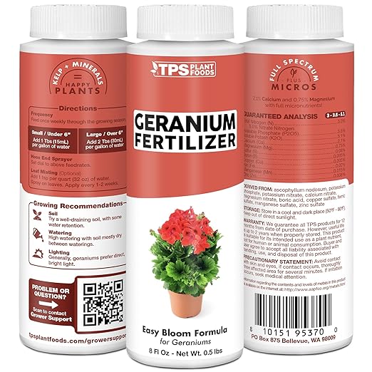 Geranium Fertilizer – Liquid Plant Food for Vibrant Blooms, Stronger Roots & Healthy Growth, 32 oz