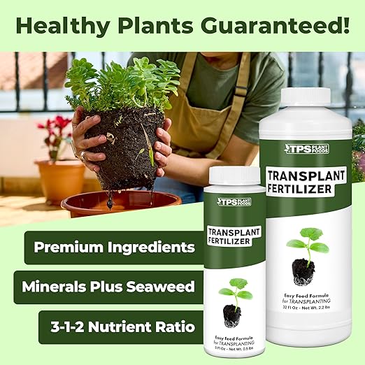 Transplant Fertilizer – Liquid Plant Food for Faster Root Establishment, Reduced Transplant Shock & Healthy New Growth, 8 oz