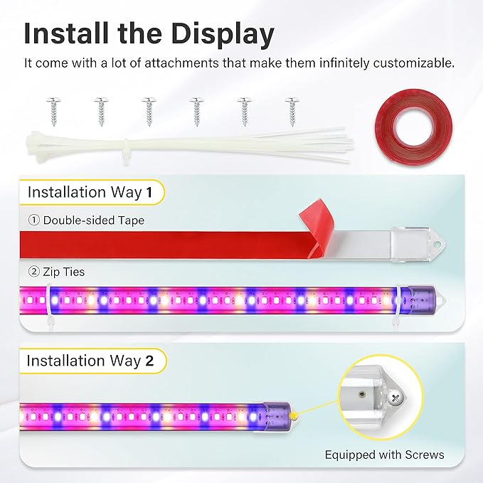 iPower 20W LED Plant Grow Light Strips Full Spectrum for Indoor Plants with Auto ON/Off 3/9/12H Timer, 10 Dimmable Levels 48 LEDs Per Tude, for Hydroponics Succulent, 2 Tubes, Mix