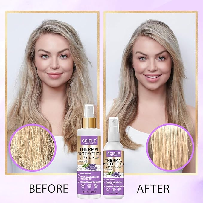 10 in 1 Heat Protectant Spray for Hair Protectant Product- Lavender Hair Heat Protectant Treatment - Repair 450°F Thermal Protector- Nourishing Formula Heat Protection Spray for Damage & Tame Frizz