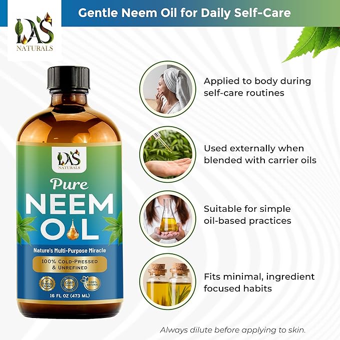Pure Neem Oil for Plants, Hair Growth & Skin — 100% Cold-Pressed Unrefined Concentrate | Indoor, Outdoor Garden | Face, Scalp, Nails, Pets | 16 fl oz