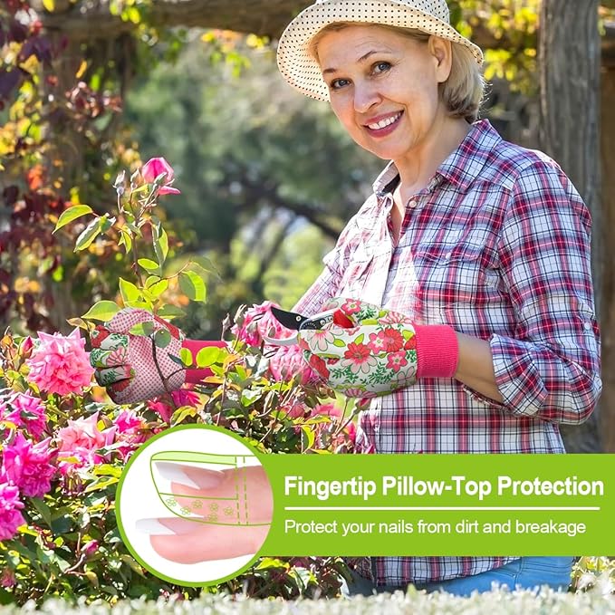 Ainiv Floral Gardening Gloves for Women/Ladies, Non-Slip Garden Work Gloves,Breathable Yard Work Glove Light Working Gloves