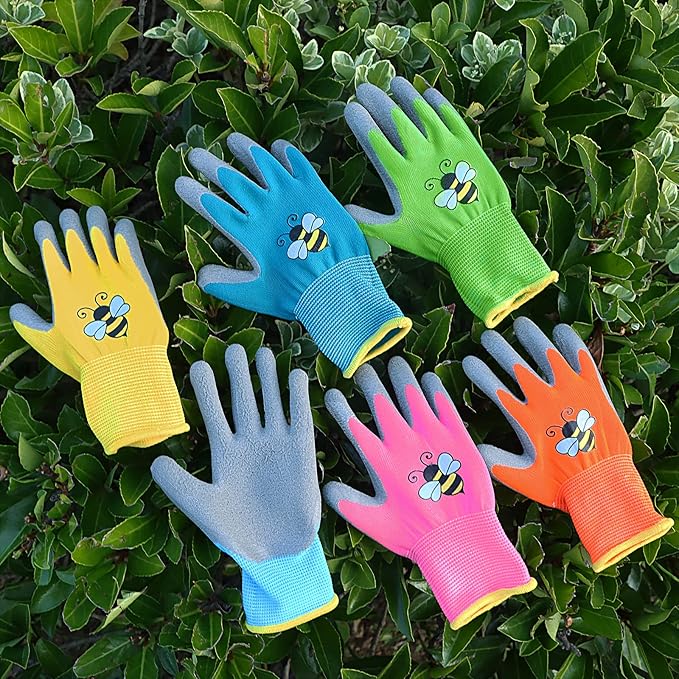 12 Pairs Kids Gardening Gloves Children Yard Work Glove Rubber Coated Garden Gloves for Girls Boys Toddlers Youth Outdoor (Medium (Age 6-8))