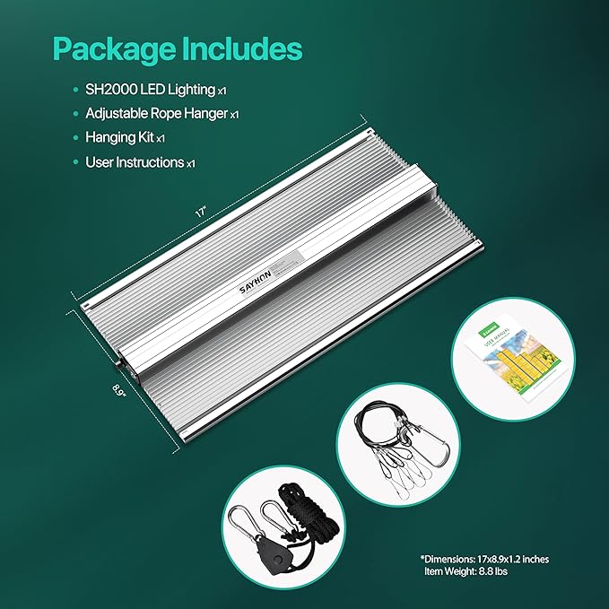 2026 Upgraded SH2000 Led Grow Light,Dimmable Full Spectrum LED Growing Lights with UV&IR for Indoor Plants Increase Yield & Crop Quality, Plant Growing Lamps, for 4x4 Tent
