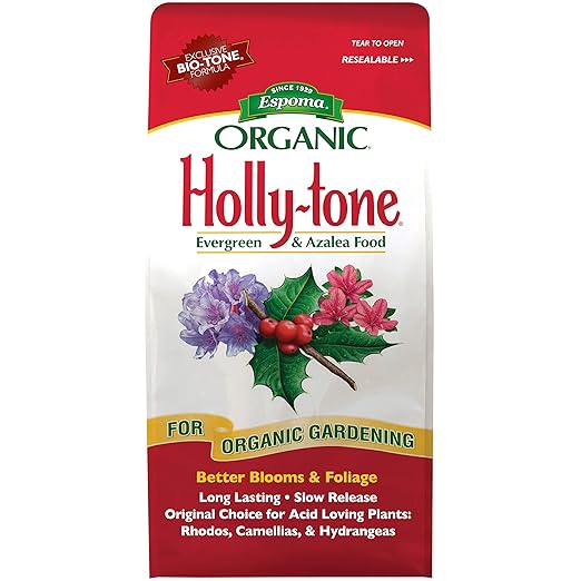 Espoma Organic Holly-Tone 4-3-4 Evergreen & Azalea Plant Food; 4lb. Bag; The Original & Best Organic Fertilizer for All Acid Loving Plants Including Azaleas, Rhododendrons & Hydrangeas; Pack of 2.