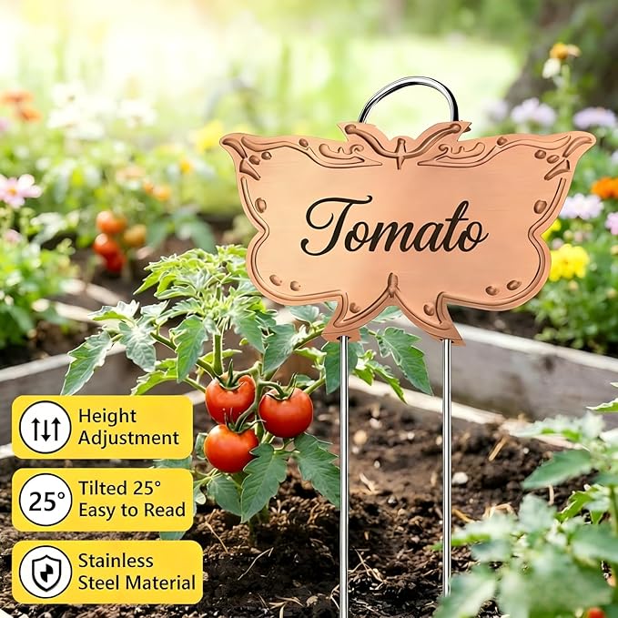 Metal Plant Labels 11in Tall 30 Pack Rose Gold Outdoor Waterproof Garden Label Large Garden Seed Stake Tags for Flowers Fruits and Vegetables