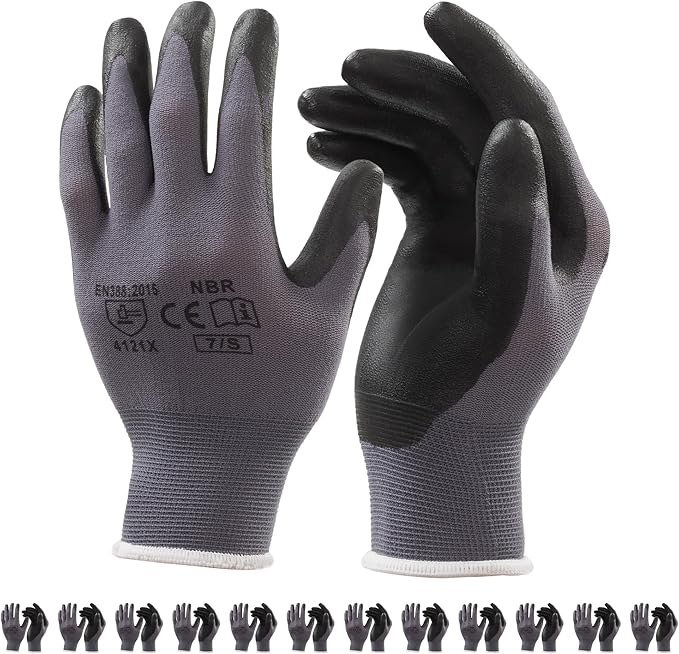 S SATC Safety Work Gloves Foam Nitrile Coated Touchscreen Knit Nylon Gloves for Men & Women, Ideal for Gardening, Warehouse