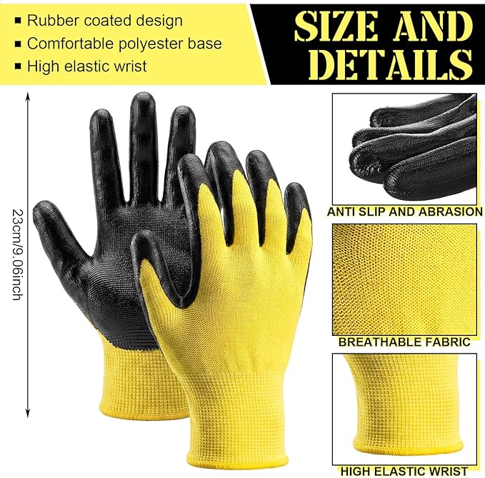 Gardening Gloves for Men Women Breathable Rubber Coated Working Gloves for Outdoor Gardening Yard Work