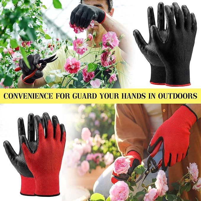 Gardening Gloves for Men Women Breathable Rubber Coated Working Gloves for Outdoor Gardening Yard Work