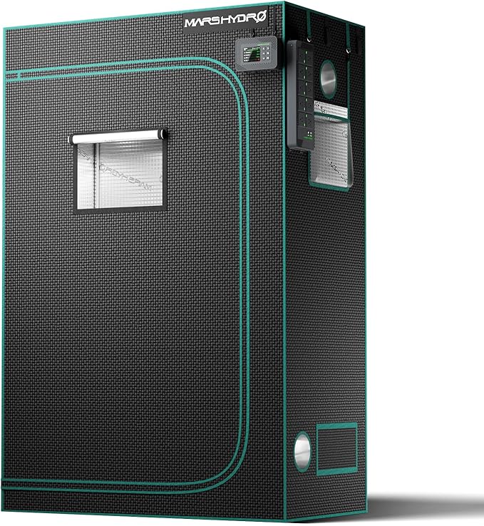 MARS HYDRO 4x2x6 Advanced Grow Tent, 48"x24"x71" High Reflective Mylar 1680D for Hydroponics Indoor Plant Growing, with Observation Window,Floor Tray and Smooth Zipper for TSL2000/SP3000