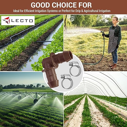 LECTO Universal 5/8", 1/2", .700" Drip Line Repair Kit – Elbow, 3