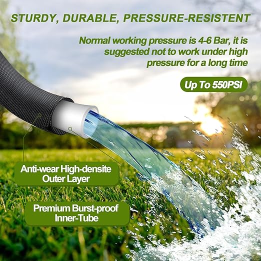 Garden Hose 50FT, Non-Expanding Water Hose, Tangle-Free Hose with 3/4" Leak-Proof Fittings, Ultra Lightweight, Burst-Resistant, Flexible Hose for Yard, Lawn, Outdoor Use with Bonus Soil Moisture Meter