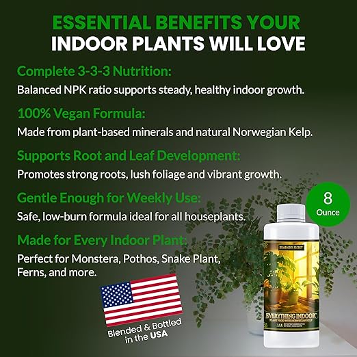 Humboldts Secret Everything Indoor Plant Food | 3-3-3 All Purpose Liquid Fertilizer with Norwegian Kelp | Supports Growth and Strong Roots | Nutrients for Houseplants & Indoor Plants | 8 Ounce