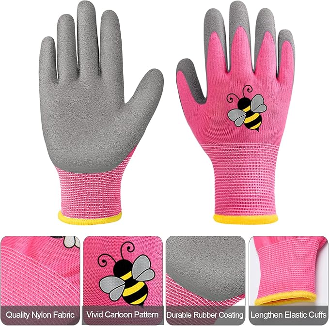 18 Pairs Kids Gardening Gloves Children Garden Glove Foam Rubber Coated Yard Work Gloves for Kids Toddlers Youth Boys Girls (Medium (Age 6-8))