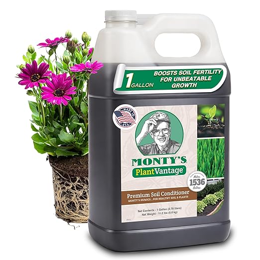 Monty’s Premium Liquid Soil Conditioner – Liquid Aeration Soil Conditioner with Humic Acid for All Soil Types, Increases Moisture & Nutrient Retention, Enhances Health & Microbial Activity – 1 Gal