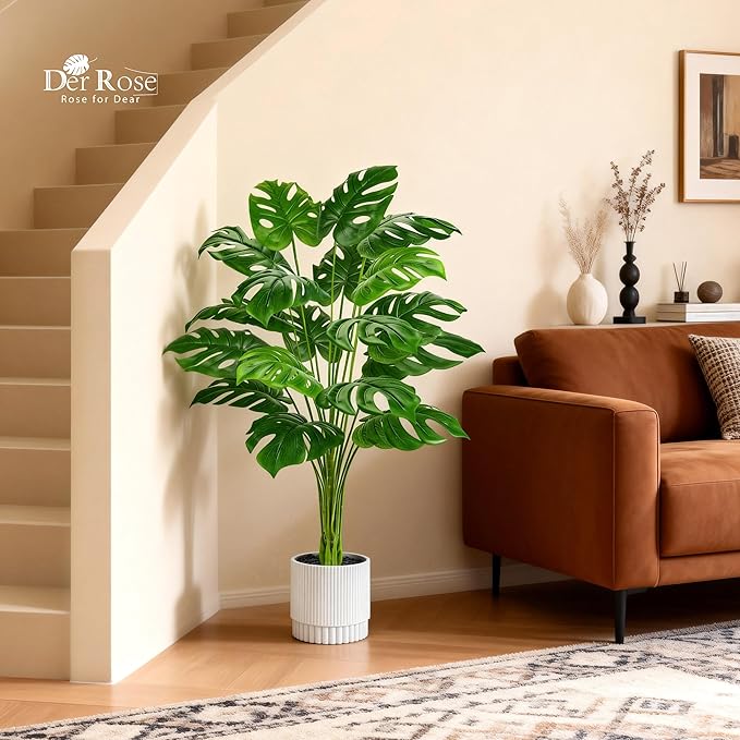 Der Rose 44" Tall Fake Monstera Tree Artificial Faux Plant for Home Living Room Porch Balcony Indoor Outdoor Decor