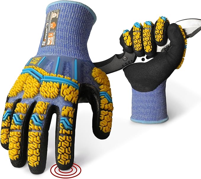 Schwer PRO-SKIN Impact Gloves with ANSI A4 Cut Reistant Protection, Flexible and Comfortable Work Gloves with Grip，Touchscreen, Used for Oil and Gas E&P，Mechanic, Construction, M, PM3900-T