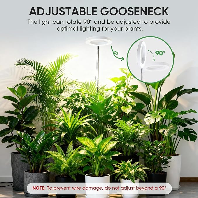 Grow Lights for Indoor Plants, 72 LED 6500K Full Spectrum, 59in Tall Plant Light, 3 Color Grow Lamp with Rotating Gooseneck, 8/12/16H Timer, 10 Brightness Levels, Height Adjustable