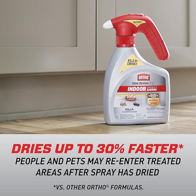 Ortho Home Defense Max Indoor Insect Barrier Battery-Powered Sprayer - Ready-To-Use Indoor Bug Spray, Kills Ants, Roaches, Spiders, Fleas and Ticks, 1.5 L