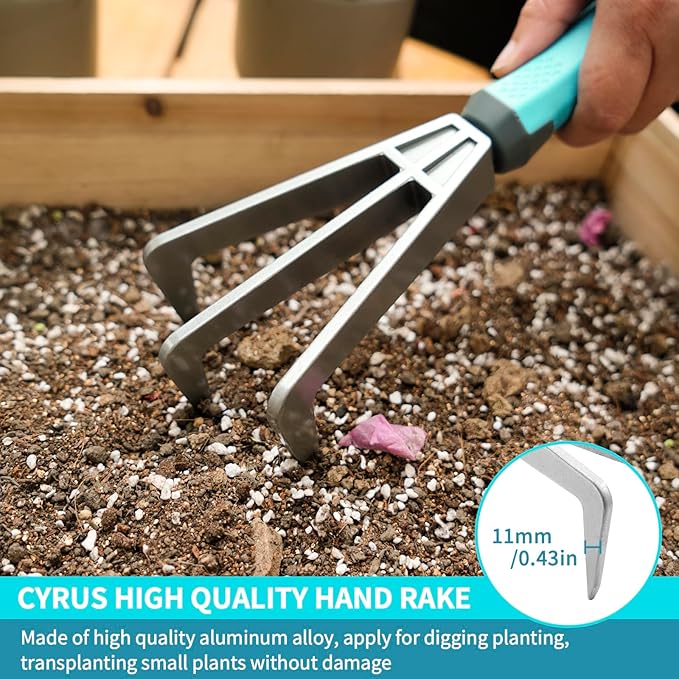 CYRUS Garden Shovel Tool Set,3 Piece Garden Shovel Aluminum Alloy, Garden Spade Set Included Hand Shovel, Transplanting Shovel and Hand Rake,Gardening Shovels for Planting