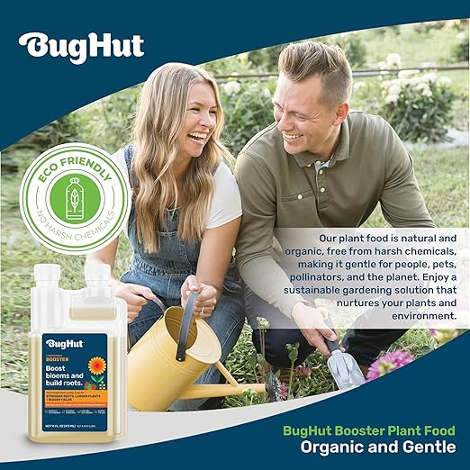 BugHut Booster Liquid Plant Food - Formula for Strong Roots, Vibrant Blooms, and Healthy Growth - Ideal for Indoor & Outdoor Gardening - People, Pets & Pollinator Friendly - 16 fl oz, Makes 63 Gallons