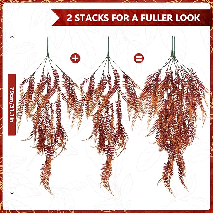 2-Pack Fake Hanging Plants, Faux Hanging Plant Artificial Greenery for Living Room Bedroom Boho Wall Shelf Indoor Outdoor Decor (Red Coreopsis)