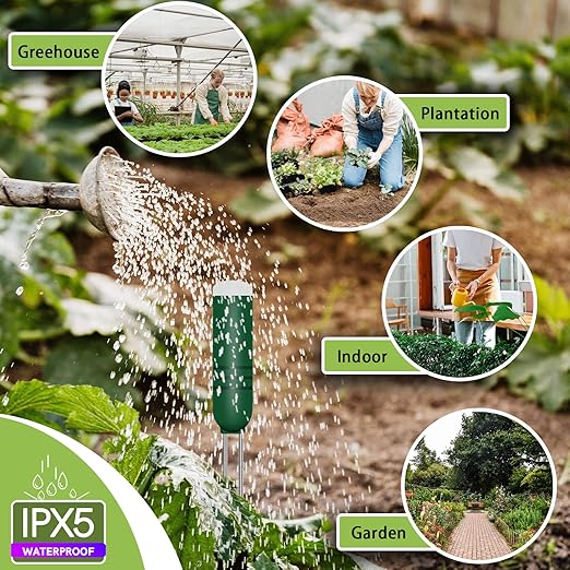 4-in-1 Wireless Soil Moisture Meter/Thermometer/Sunlight/Time,PH Paper, Waterproof Plant Moisture Sensor Meter with Digital LCD Display for Garden, Lawn and Indoor Plants