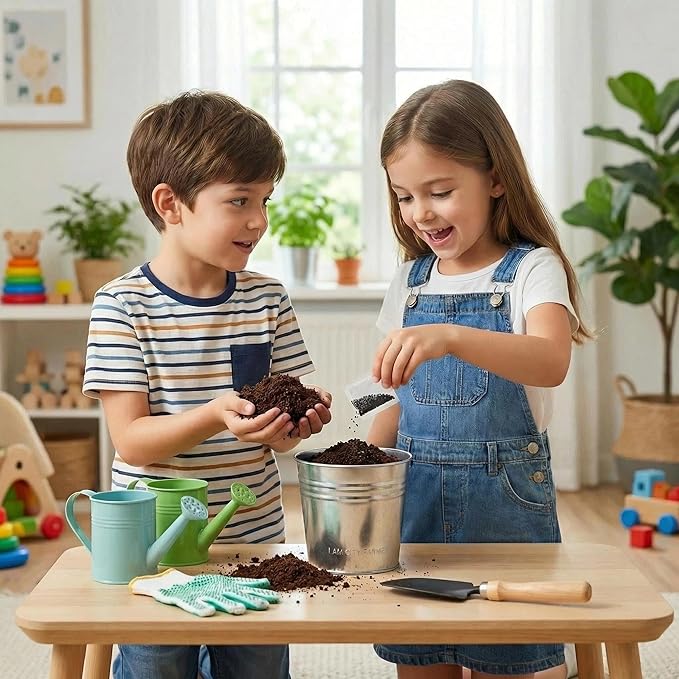 Basil Grow Kit – All-in-One Indoor Herb Garden with Tin Planter, Seeds & Soil, Easy to Grow for Kitchen, Kids, Home, Office, Gift