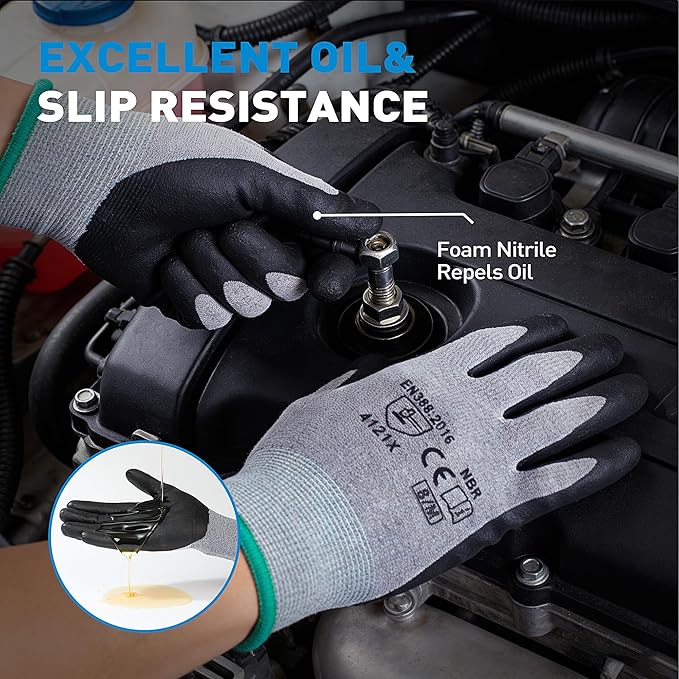 S SATC Safety Work Gloves Foam Nitrile Coated Touchscreen Knit Nylon Gloves for Men & Women, Ideal for Gardening, Warehouse