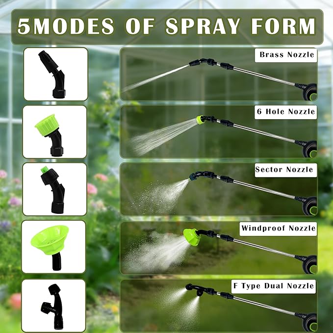 3 Gallon Battery Powered Sprayer, Covers 6,000+ Sq Ft per Tank – Electric Sprayer with 5 Interchangeable Nozzles, Handle with 2-Speed Control & Digital Display, for Lawn, Garden & Outdoor Cleaning