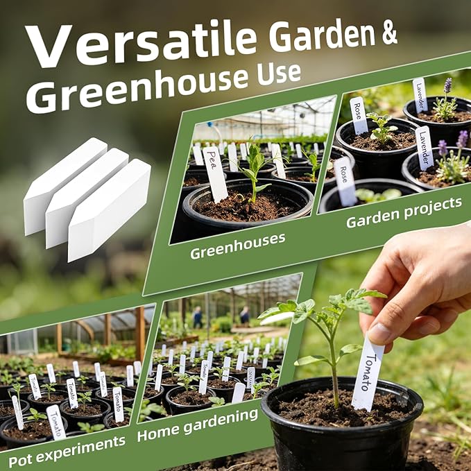 Cleangor 1000Pcs Plant Labels with Marker Pen, 4" Plant Tags for Garden Waterproof, Reusable Plastic Plant Markers Garden Labels for Seedlings, Vegetables, Flowers, Gardening Organization Kit