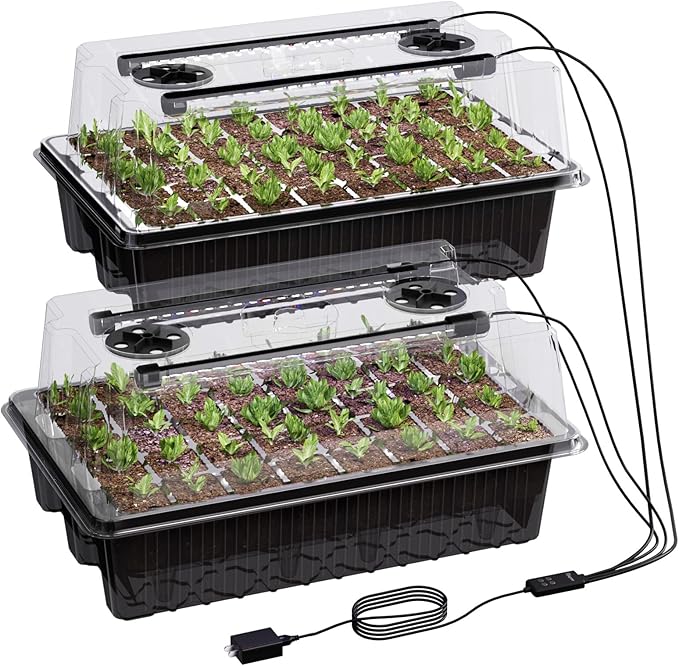 Patigrow 80-Cell Self-Watering Seed Starter Tray with Grow Light, Seed Starter Kit with 4.07” Humidity Dome, Indoor Seedling Starter Tray, Seed Starting Trays for Plant Germination, Seeds Growing