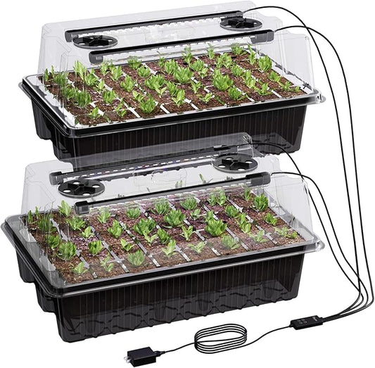Patigrow 80-Cell Self-Watering Seed Starter Tray with Grow Light, Seed Starter Kit with 4.07” Humidity Dome, Indoor Seedling Starter Tray, Seed Starting Trays for Plant Germination, Seeds Growing