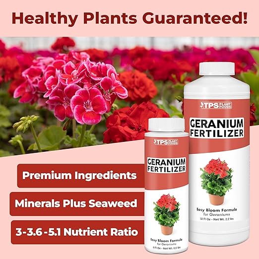 Geranium Fertilizer – Liquid Plant Food for Vibrant Blooms, Stronger Roots & Healthy Growth, 32 oz